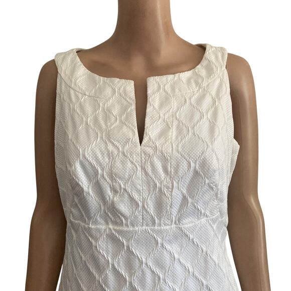 White House Black Market Dress Womens Size 8 White Textured Feel Summer Spring - Picture 6 of 12